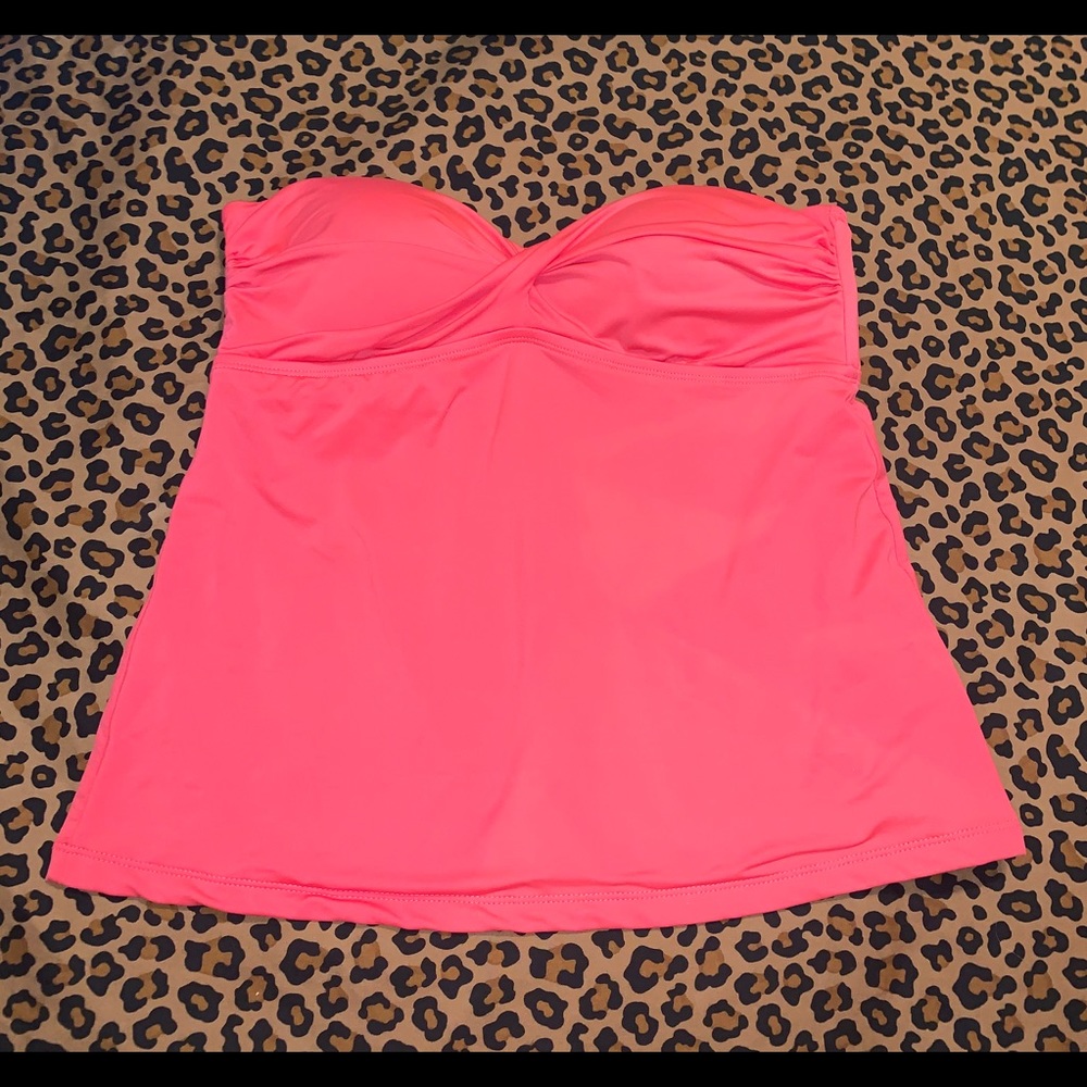 Peach Padded Strapless Tankini Top